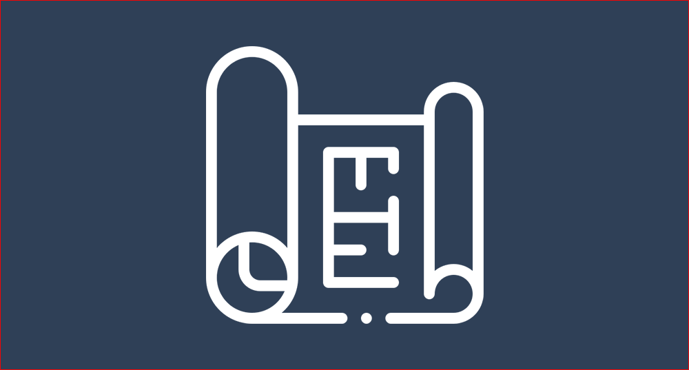 Graphic of a plan on a scroll