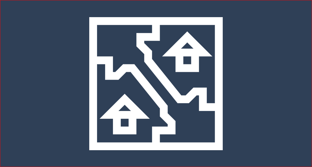 Graphic of a map showing two houses divided on two different sides