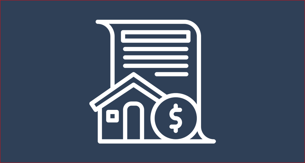 Graphic of a report with a house and dolalr icon overlayed
