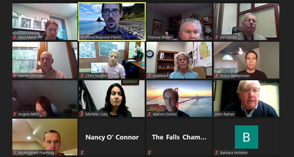 A screenshot of the paprticipants on the Seacoast Economic Calls via Zoom