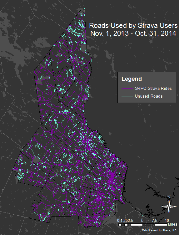 Map of roads used by strava users