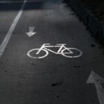 A bike lane painted on the street