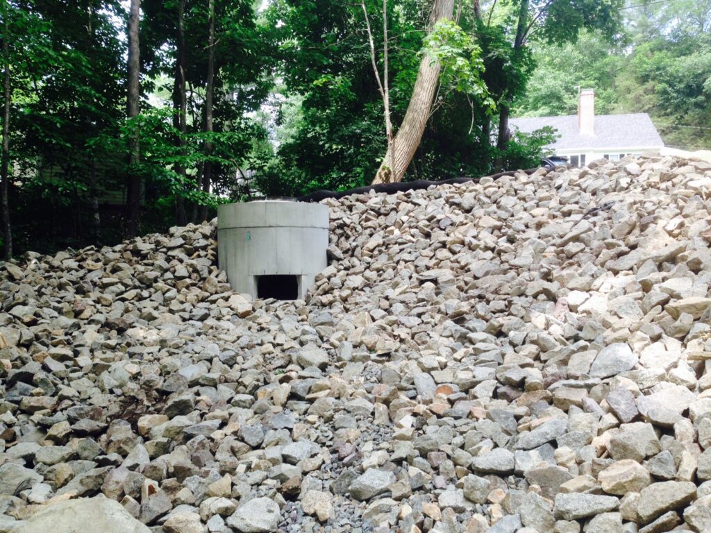 Subsurface gravel wetland system green infrastructure in Durham