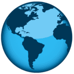 Graphic of a 3d world/globe