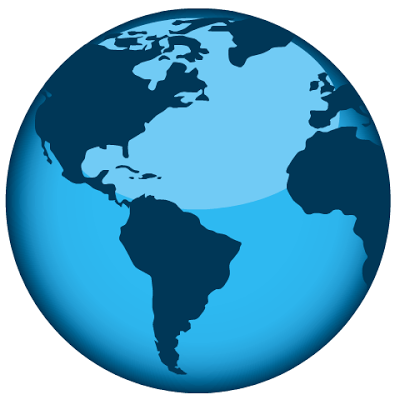 Graphic of a 3d world/globe