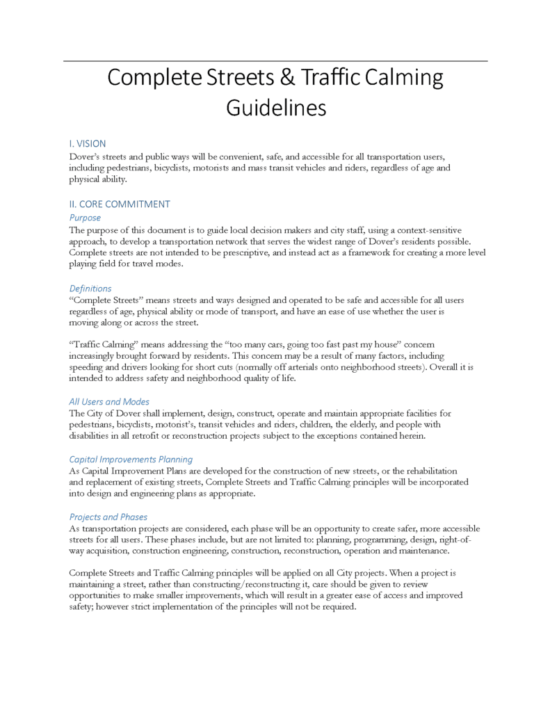 Cover of Dover Complete Streets