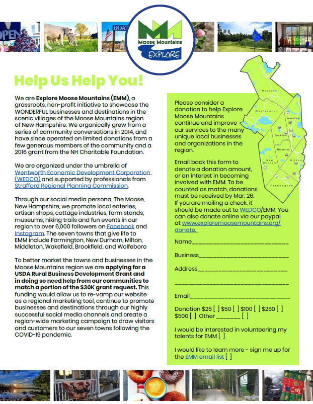 Screenshot of the Explore Moose Mountains Donations Appeal Letter