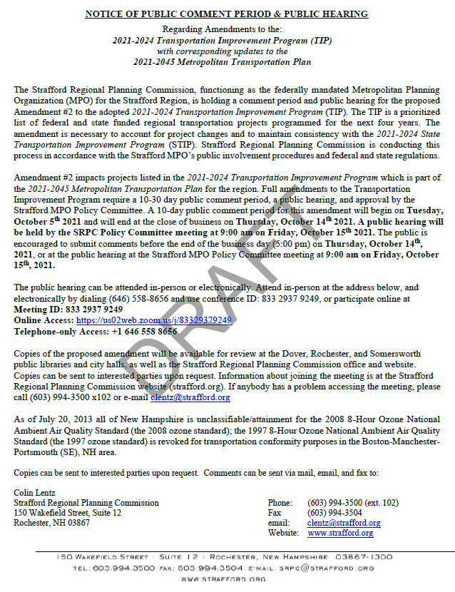 Cover of 2021-2024 TIP Amendment 2