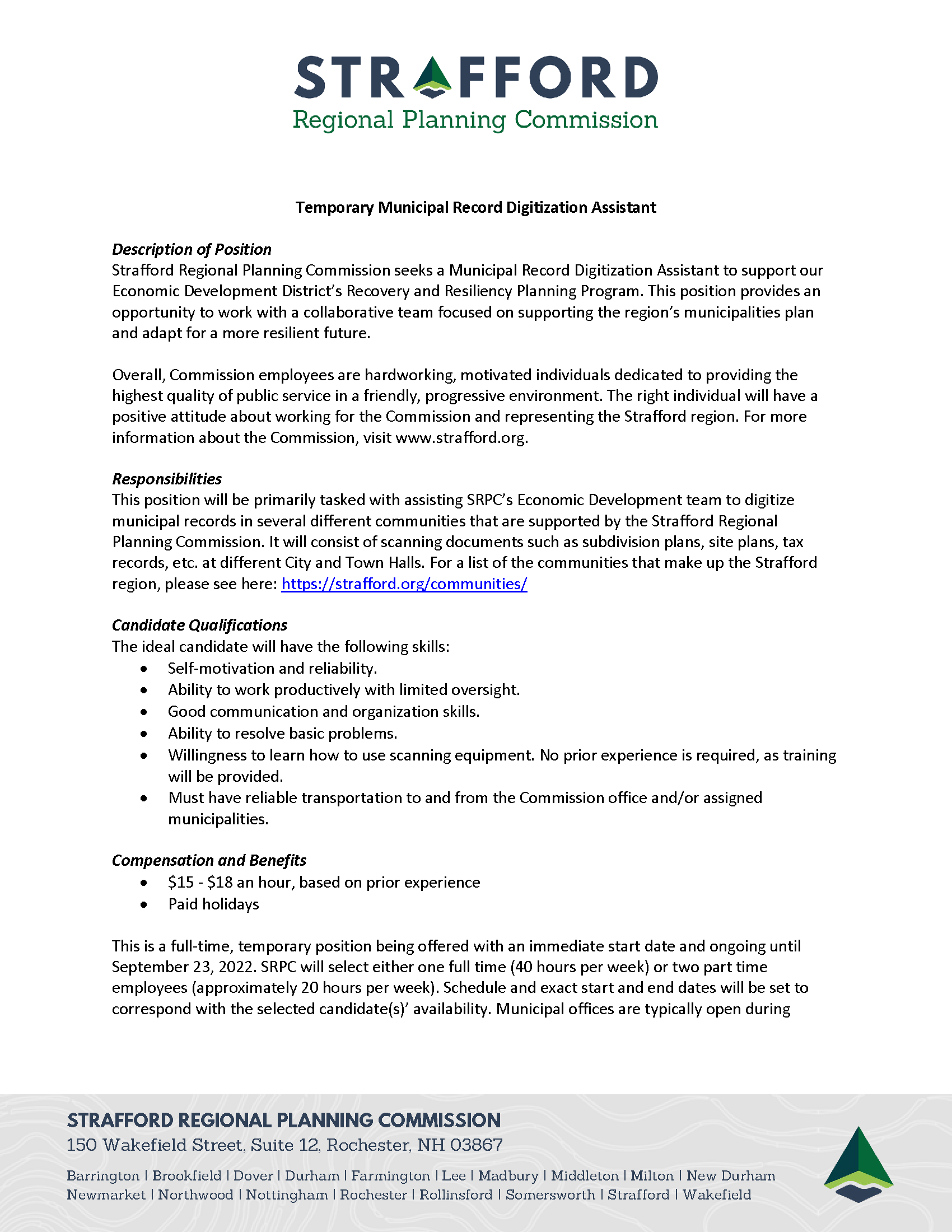 Screenshot of Record Digitization Posting