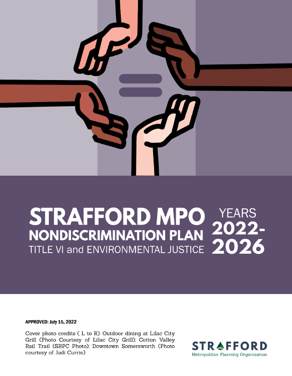 Cover of the Nondiscrimination Plan featuring a graphic of four hand of different skin tones in a circle with an equal sign in the middle