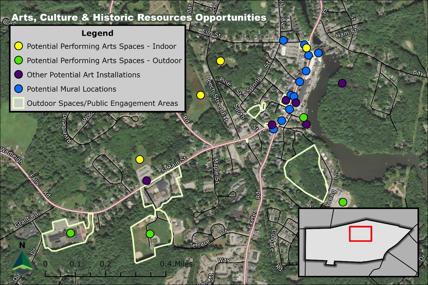 Map of Arts, Culture, and Historic Resources Opportunities in Downtown