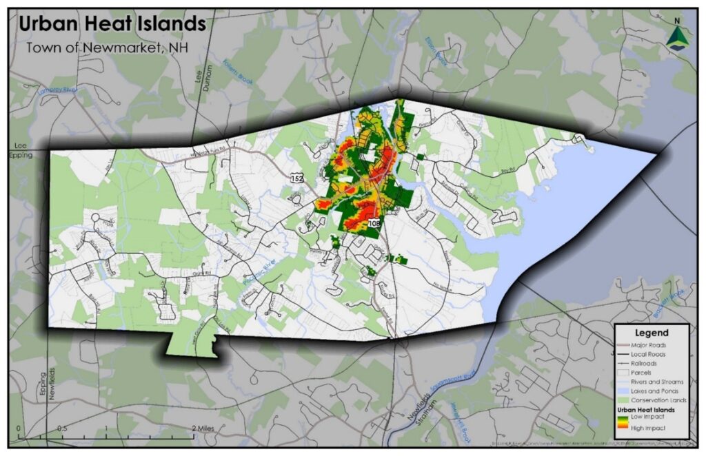 Map of urban heat islands