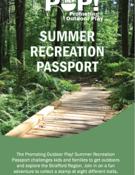 cover of the pop! summer recreation passport with a picture of a trail bridge surrounded by greenery