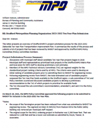 Cover of Ten Year Plan Regional Priorities Submission Letter